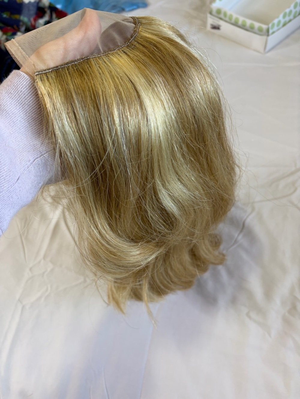 Human Hair hat fall wig golden blonde bob lob remy active summer beanie ball cap - Picture 9 of 14
